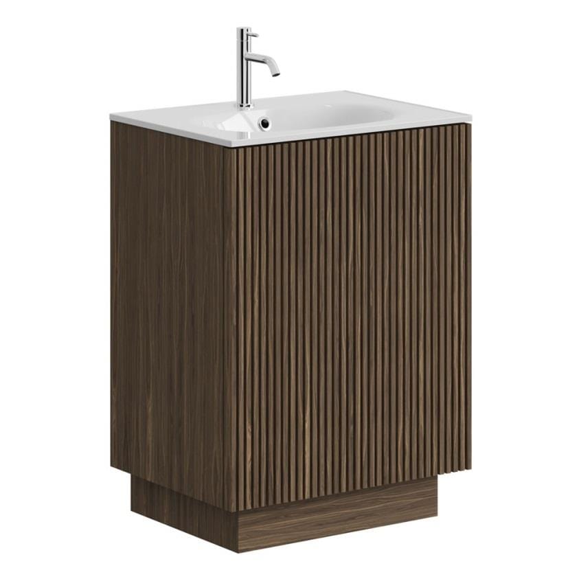 Crosswater Floor Standing Vanity Unit Royal Walnut Crosswater Limit 600mm Floorstanding Vanity Unit with Basin