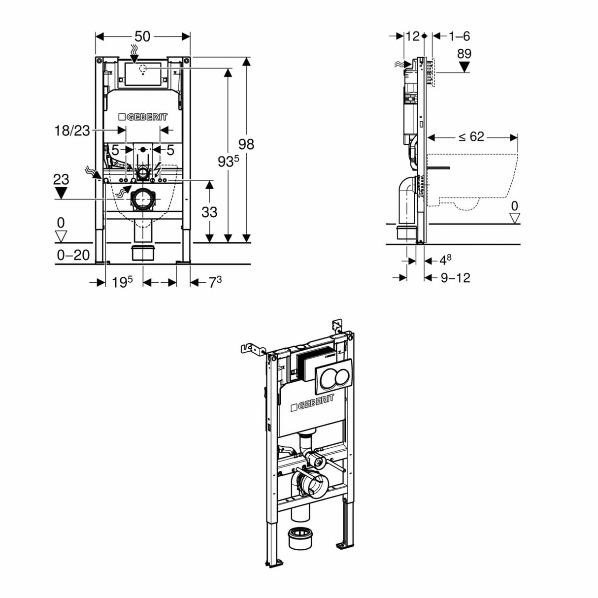 Geberit Concealed Cistern Geberit Duofix Alpha Wall Hung Cistern and Frame 980mm