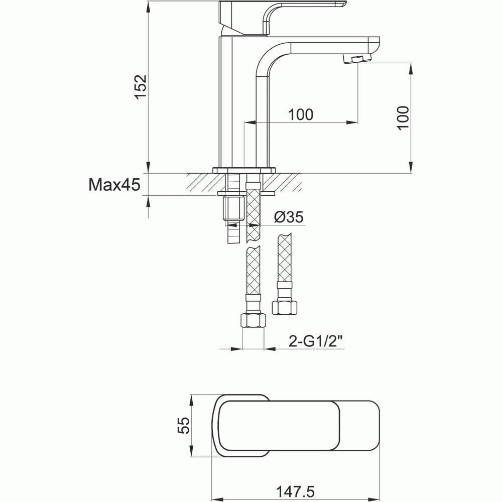 Imex Mono Basin Tap Imex Blade Basin Mixer Tap with Universal Waste