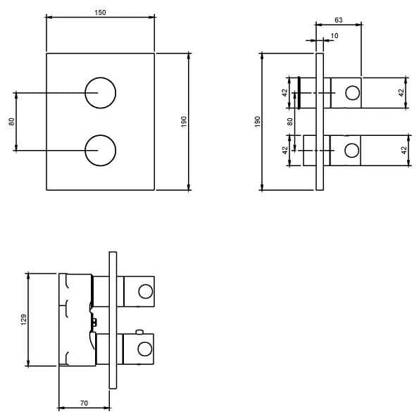 UK Bathroom Store Concealed Shower Set Villeroy & Boch Concealed Complete Shower Set 2 Outlet with Slide Rail Kit