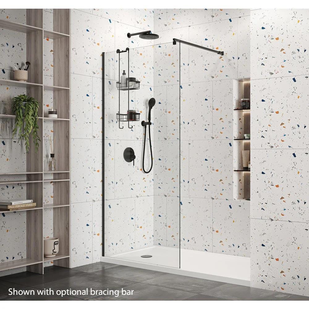 Aquarius Bathrooms Wetroom Panel Matt Black / 565 x 2000mm Aquarius Coniston Wetroom 8mm Panel with Fittings