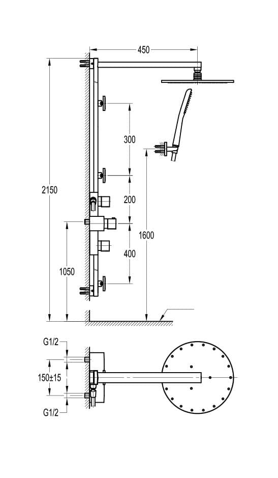 Flova Shower Set Flova Allore Thermostatic Shower Column with Hand Shower Set, Body Jets and Over Head Shower - Chrome