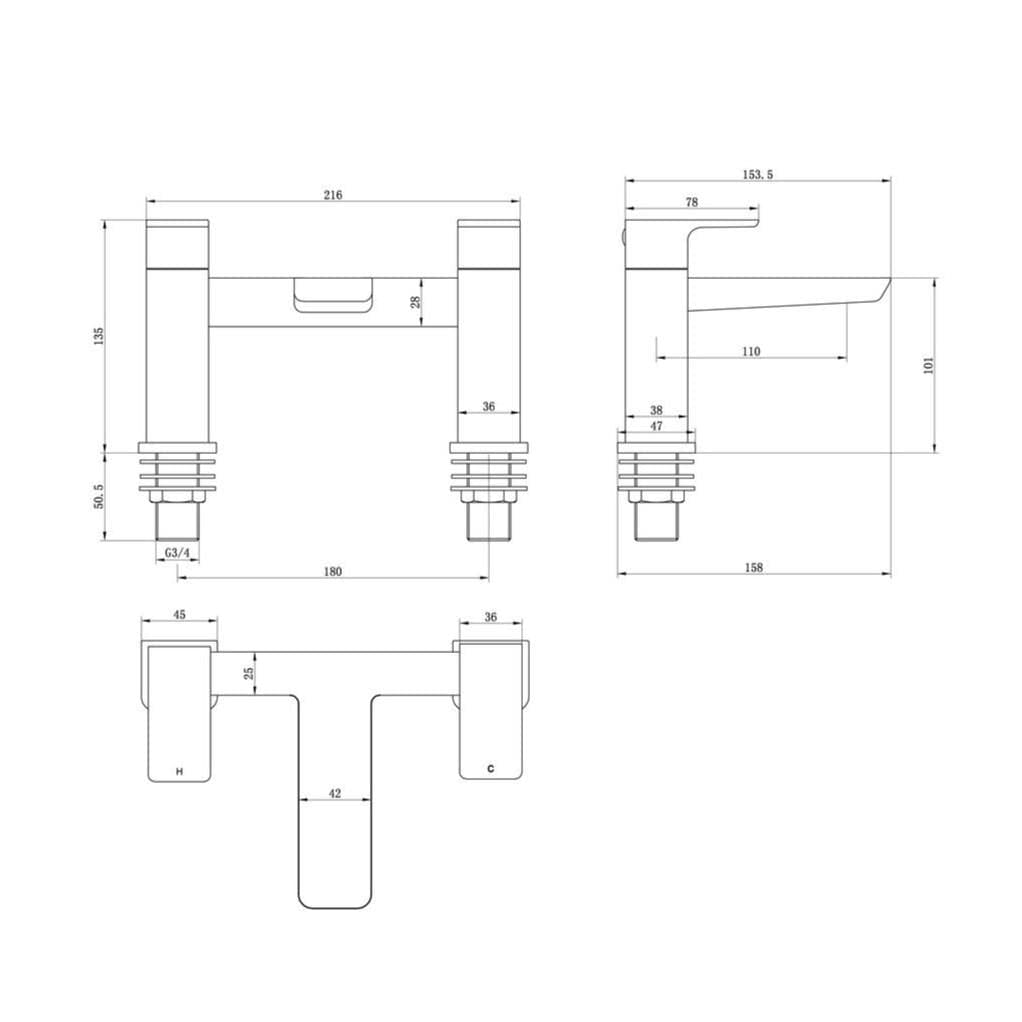 Aquarius Bathrooms Bath Mixer Aquarius Derwent Bath Filler in Chrome
