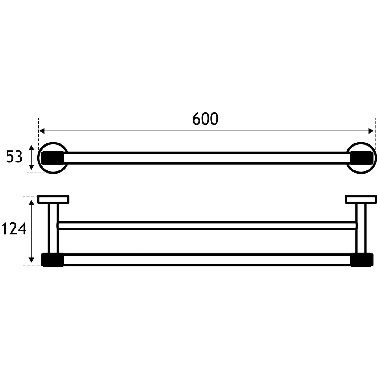 Eastbrook Towel Rails and Rings Eastbrook Catania Double Towel Rail in Matt Black with Brushed Brass
