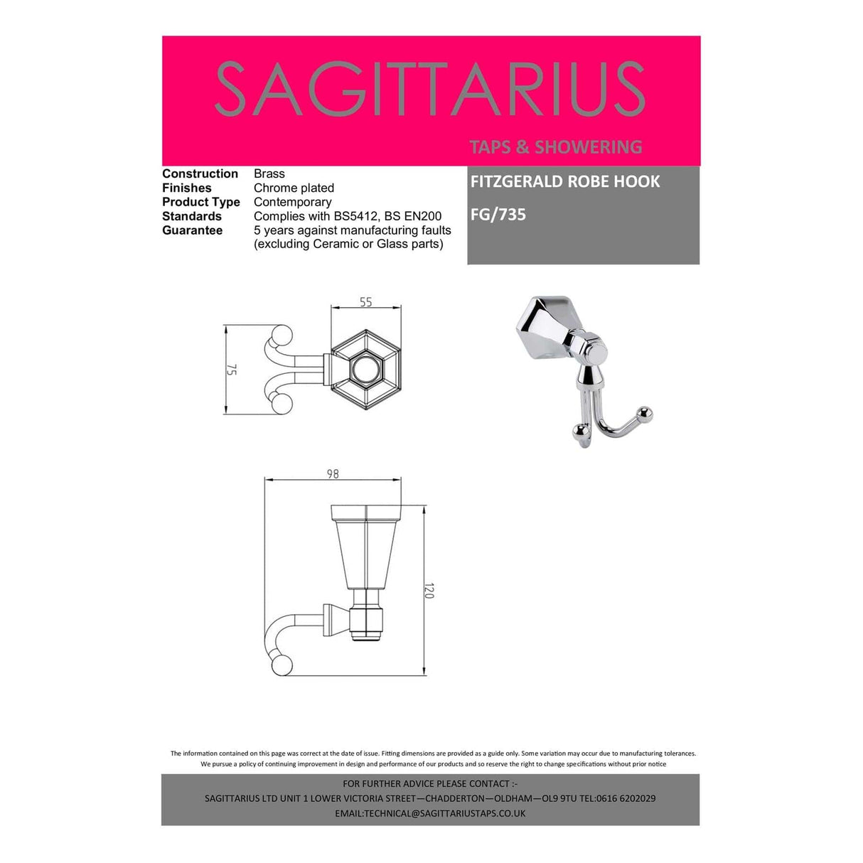 Sagittarius Robe Hook Sagittarius Fitzgerald Robe Hook in Chrome