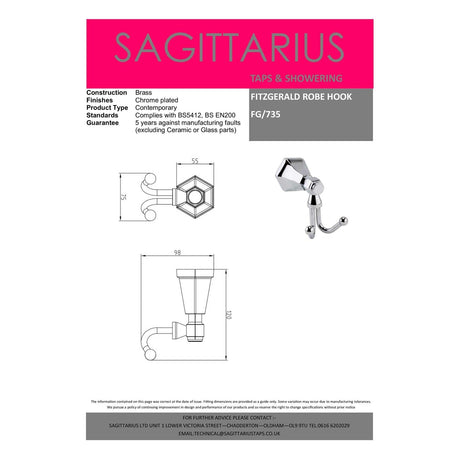Sagittarius Robe Hook Sagittarius Fitzgerald Robe Hook in Chrome