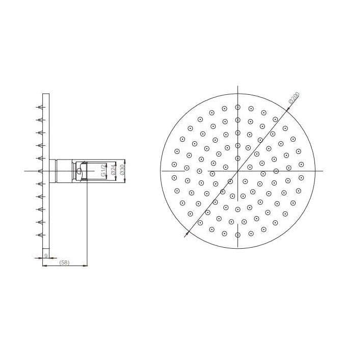Crosswater Fixed Shower Head Crosswater MPRO 200mm Round Fixed Shower Head