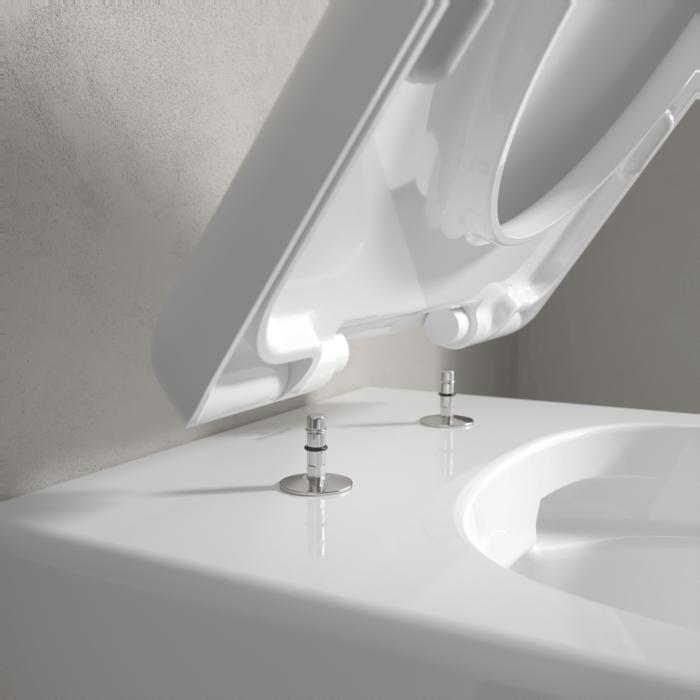 Villeroy & Boch Wall Hung Toilet Villeroy & Boch Skyla Round Wall Hung Rimless Toilet with Twist Flush and Soft Close Seat