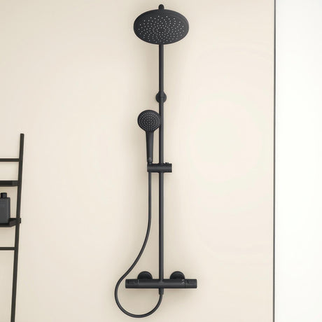 Ideal Standard Exposed Shower Set Ideal Standard Ceratherm T25 Exposed Thermostatic Shower Valve Set with Showerhead, Adjustable Riser and Handset in Black