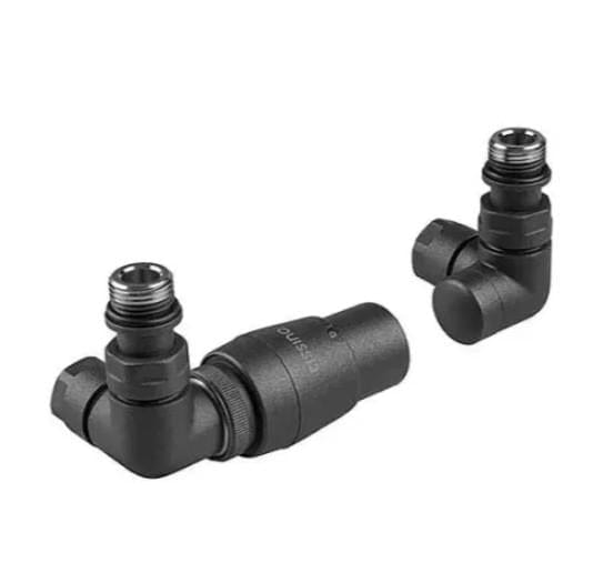 Tissino Radiator Valves Matt Black Tissino Hugo2 Corner Radiator Valves with Thermostatic Head