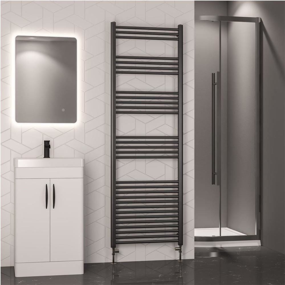 Eastbrook Ladder Rail 1800 x 600mm / Central Heating Eastbrook Wendover Straight Heated Towel Rail in Brushed Gunmetal