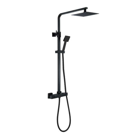 Aquarius Exposed Shower Set Matt Black Aquarius RainLux Eco Square Adjustable Exposed Bar Shower System