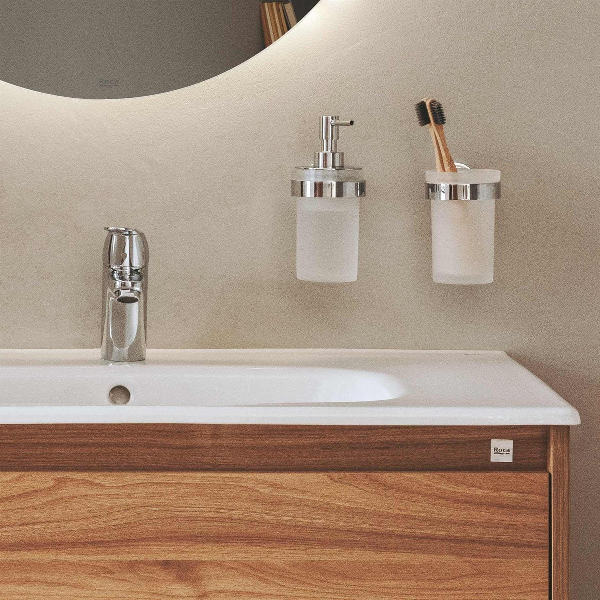 Roca Wall Mounted Vanity Unit Roca Tenet 800mm Wall Mounted Two Drawer Vanity Unit with Basin
