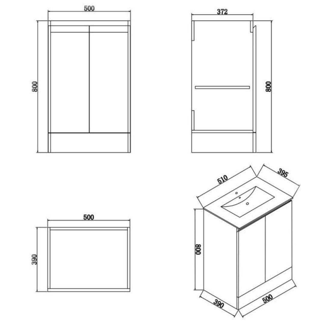 Aquarius Bathrooms Vanity Unit Aquarius Halite Waterproof White Vanity Unit and 1 Tap Hole Basin