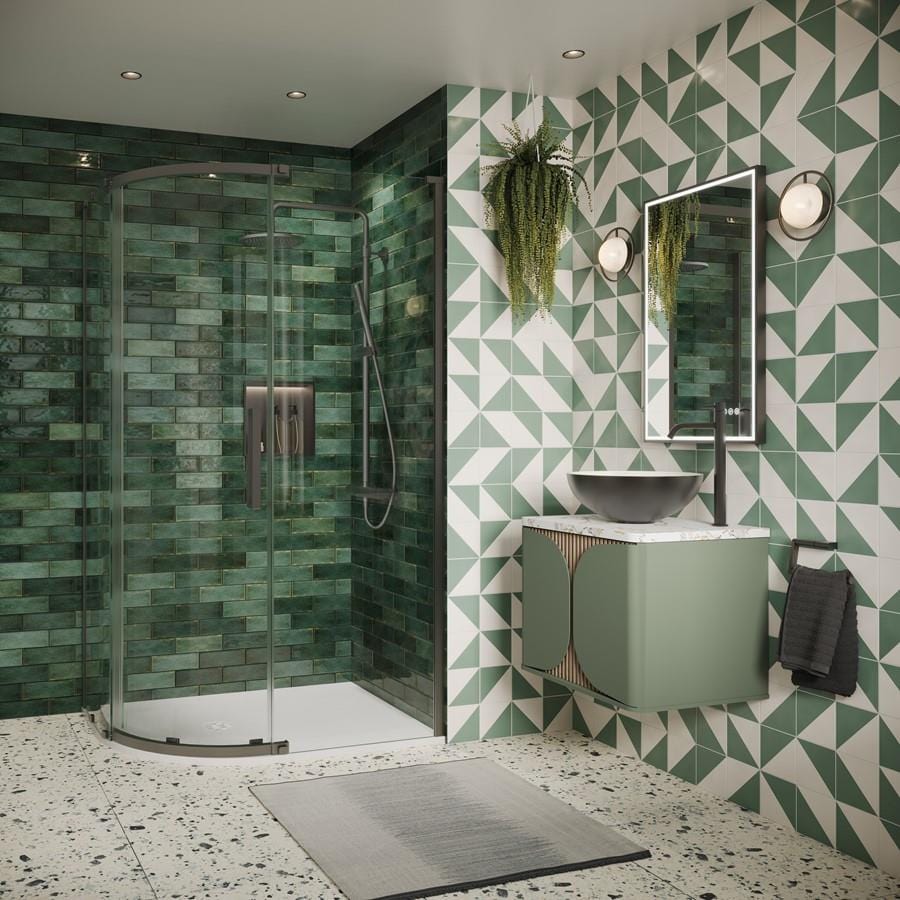 Crosswater Quadrant Shower Enclosure Slate / 1200 x 900 Crosswater Asura 8mm Quadrant Sliding Shower Door