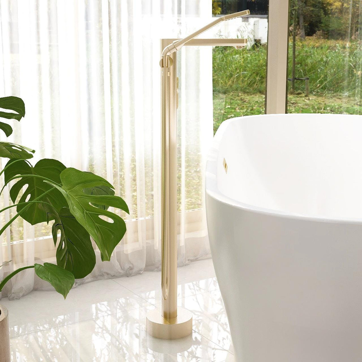 Imex Freestanding Bath Filler Imex Blade Floor Standing Bath Shower Mixer Tap wth Hose and Handset