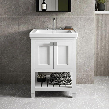 Burlington Floor Standing Vanity Unit Matt White / 3 Hole Burlington Riviera Floor Standing 580mm Vanity Unit with Square Basin