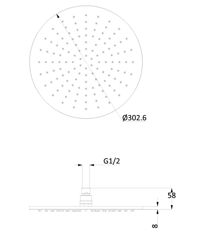 Crosswater Fixed Shower Head Crosswater MPRO 300mm Round Fixed Shower Head