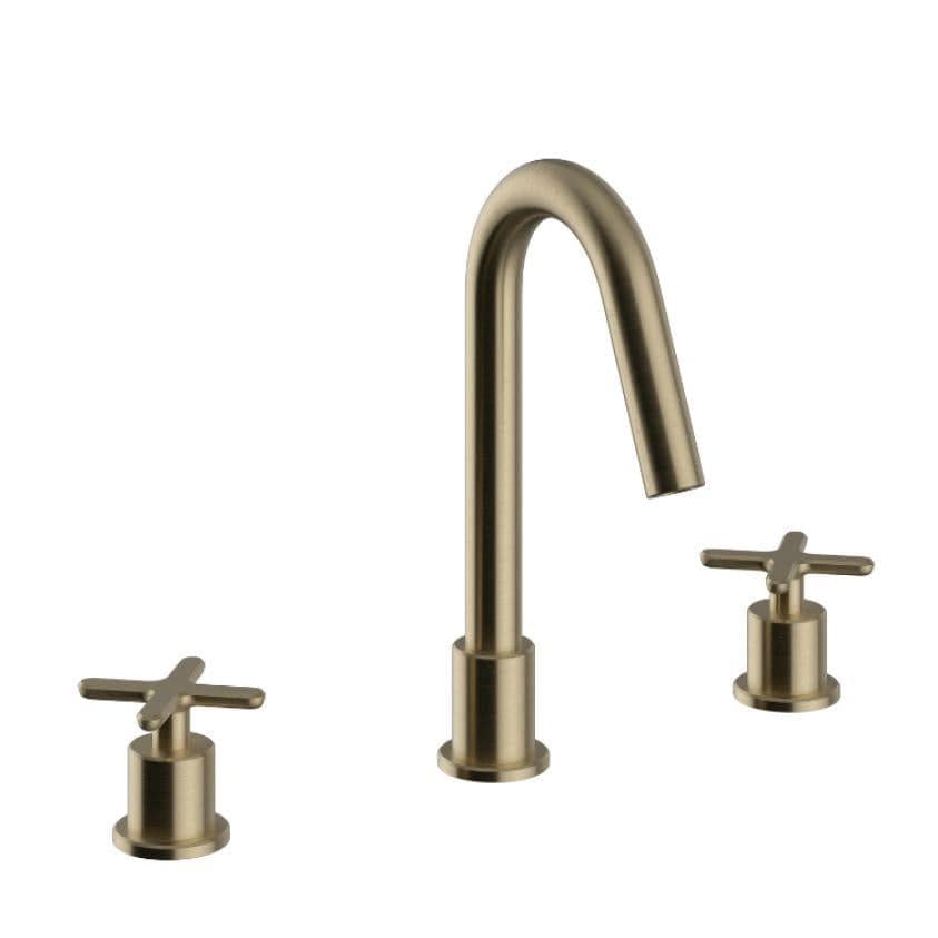 Heritage 3 Tap Hole Basin Set Brushed Brass Heritage Salcombe 3 Hole Basin Mixer Tap
