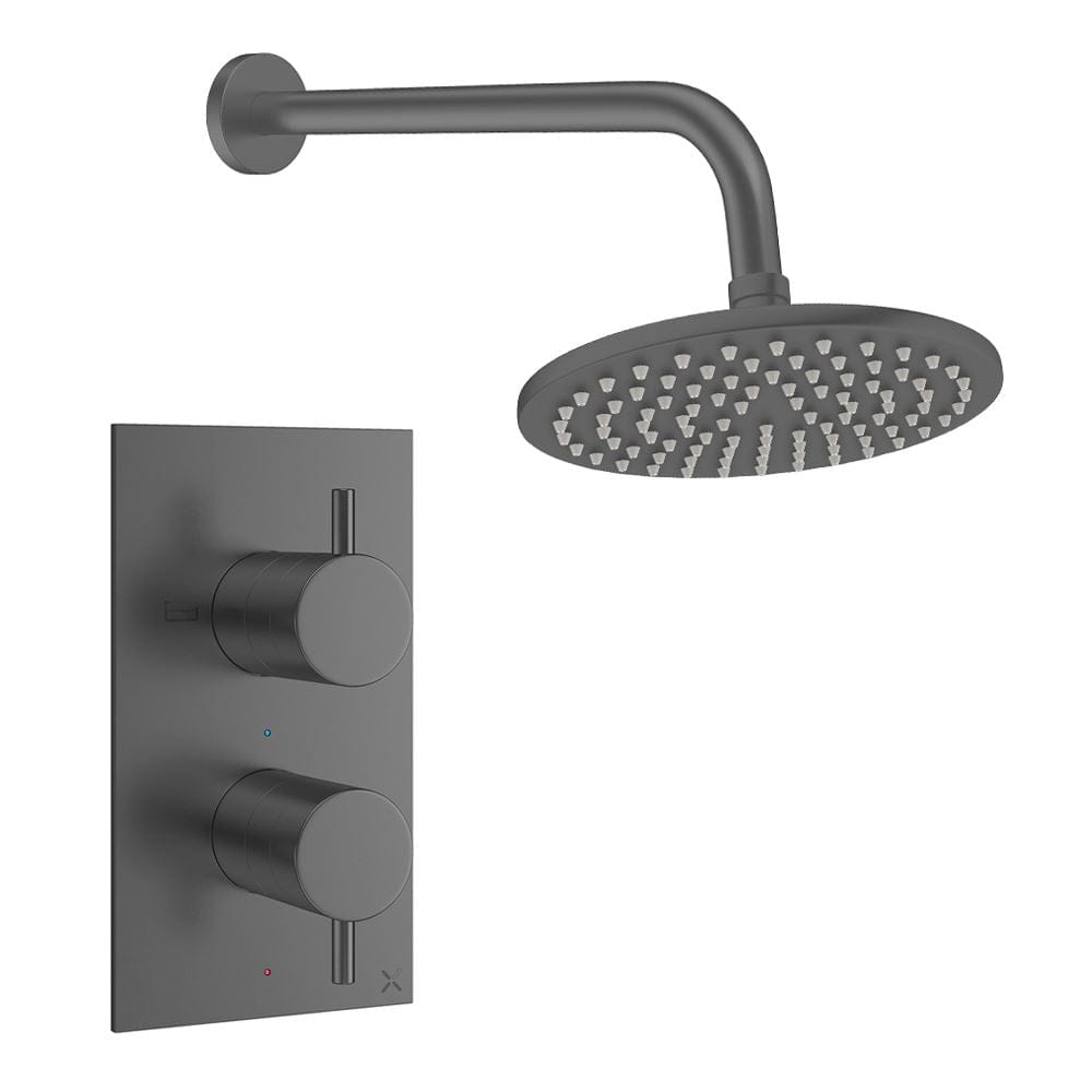 Crosswater Concealed Shower Set Slate / Wall Arm / 200mm Crosswater Design 2 Handle 1 Outlet Shower Set