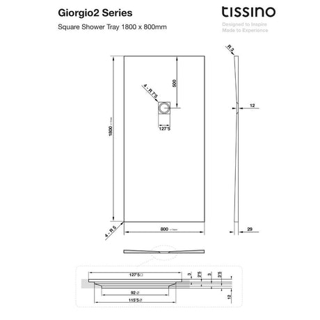 Tissino Giorgio2 Rectangle Shower Tray in Black Slate