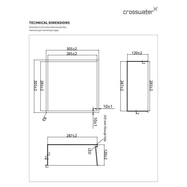 Crosswater Shelf Crosswater Square Shower Niche with LED - 305 x 305mm