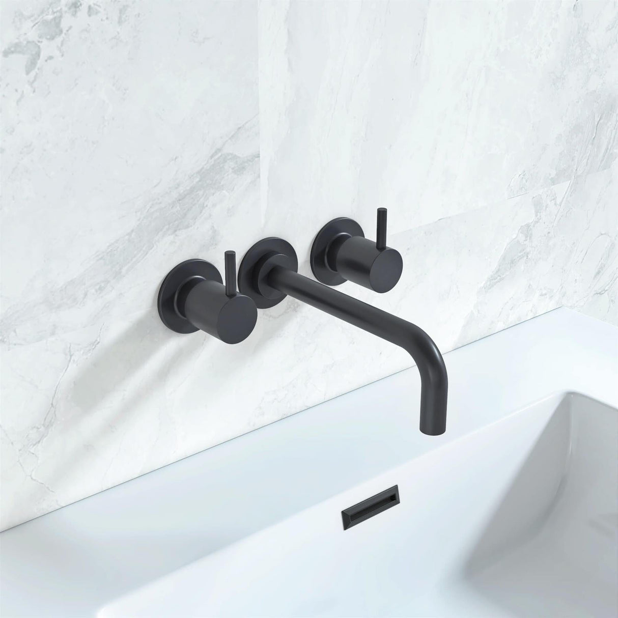 Crosswater Wall Mounted Basin Tap Matt Black Crosswater MPRO 3 Hole Wall Mounted Basin Mixer Tap