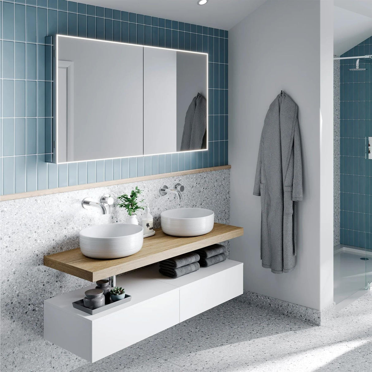 HiB Mirrored Cabinet HiB Exos LED Illuminated Mirror Cabinet