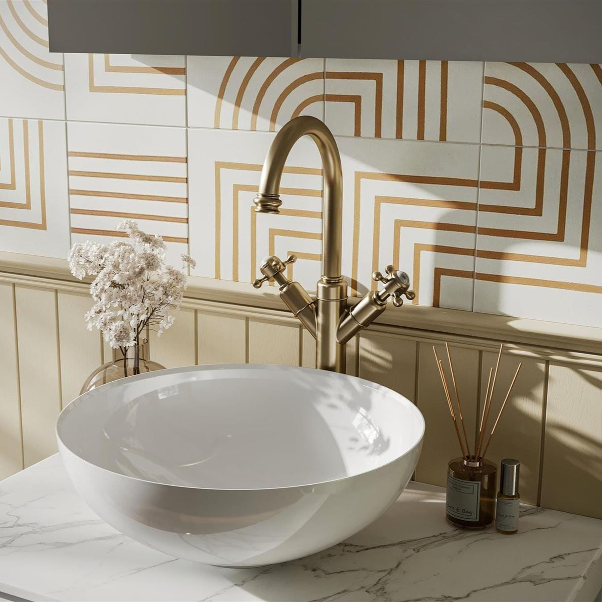 Crosswater Tall Basin Tap Brushed Brass Crosswater Belgravia Tall Monobloc Basin Mixer Tap with Crosshead Handle