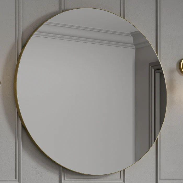 HiB Standard Mirror 600mm / Brushed Brass HiB Trim Round Bathroom Mirror