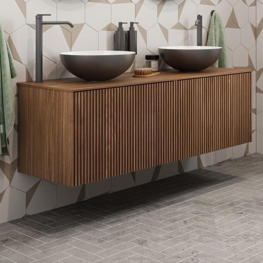 Crosswater Wall Mounted Vanity Unit Crosswater Limit Double Drawer Vanity Unit with Worktop