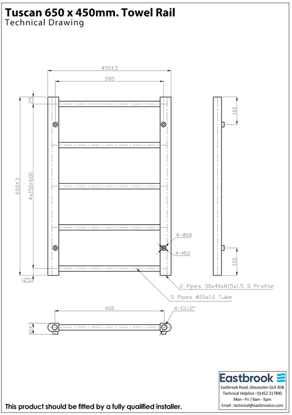 Eastbrook Tuscan Round Heated Towel Rail in Chrome