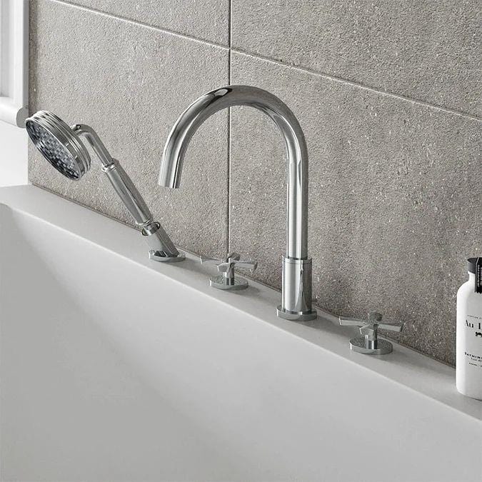 Burlington 4 Tap Hole Bath Set Chrome Burlington Riviera 4 Hole Bath Mixer Tap and Shower Handset