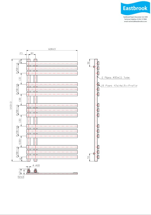 Eastbrook Designer Towel Radiator Eastbrook Leonardo Straight Vertical Heated Towel Rail in Chrome