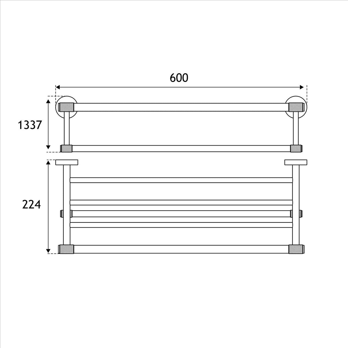 Eastbrook Towel Rails and Rings Eastbrook Catania Towel Rack with Rail in Matt Black with Brushed Brass