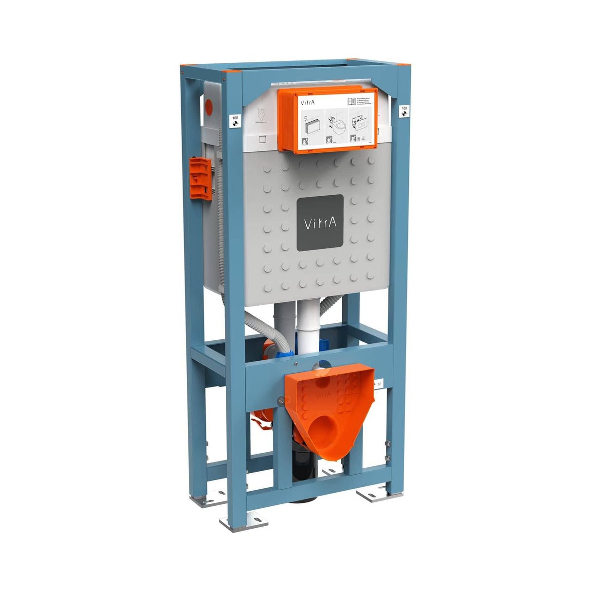 VitrA Wall Hung WC Frame VitrA V-Fix Prime Standard Wall Hung Toilet Frame and 120mm 3/6 Litre Concealed Cistern with Back-to-Back Double Fixation and Electrical Connection