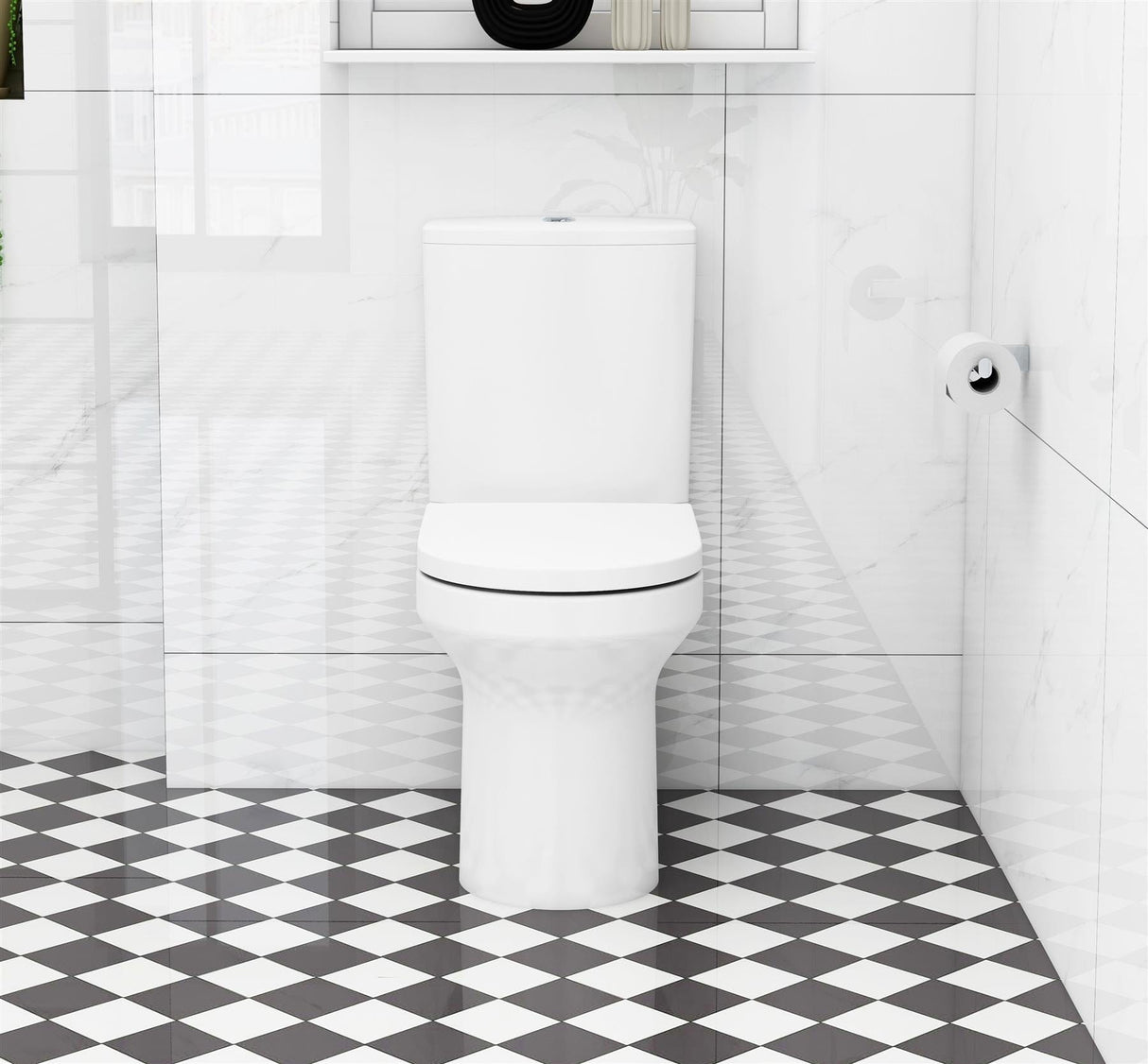 Imex Close Coupled Toilet Imex Alma Open Back Close Coupled Rimless Toilet with Soft Close Seat