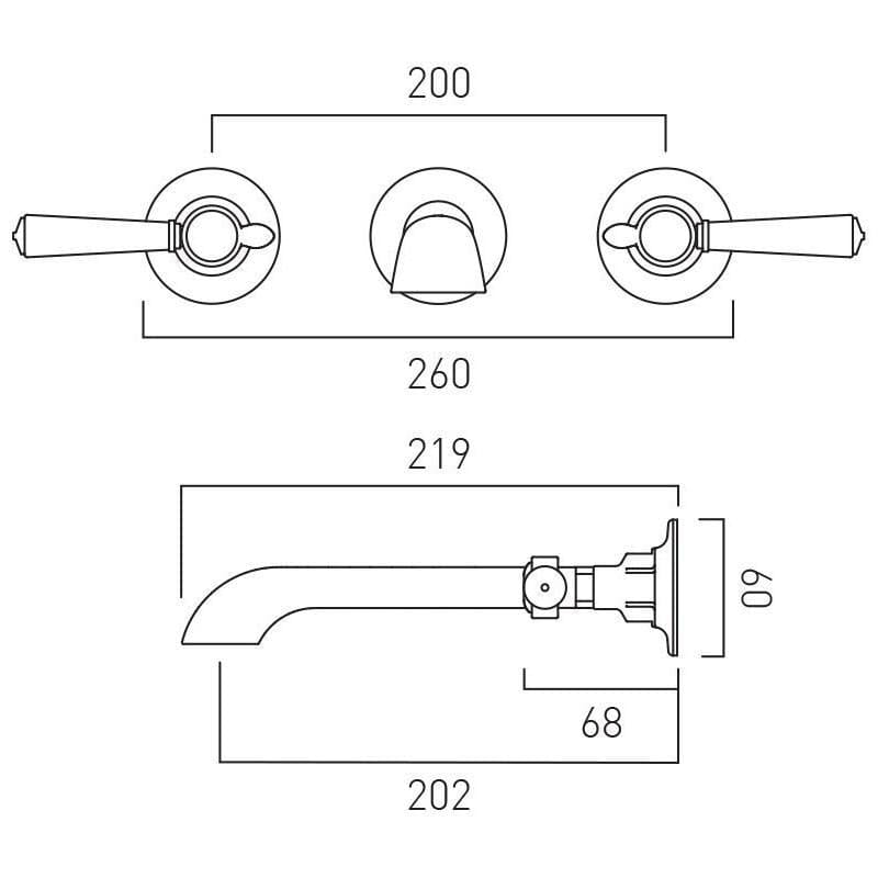 Vado Wall Mounted Basin Tap Booth & Co. Axbridge Lever Wall Mounted Mixer Pillar Tap