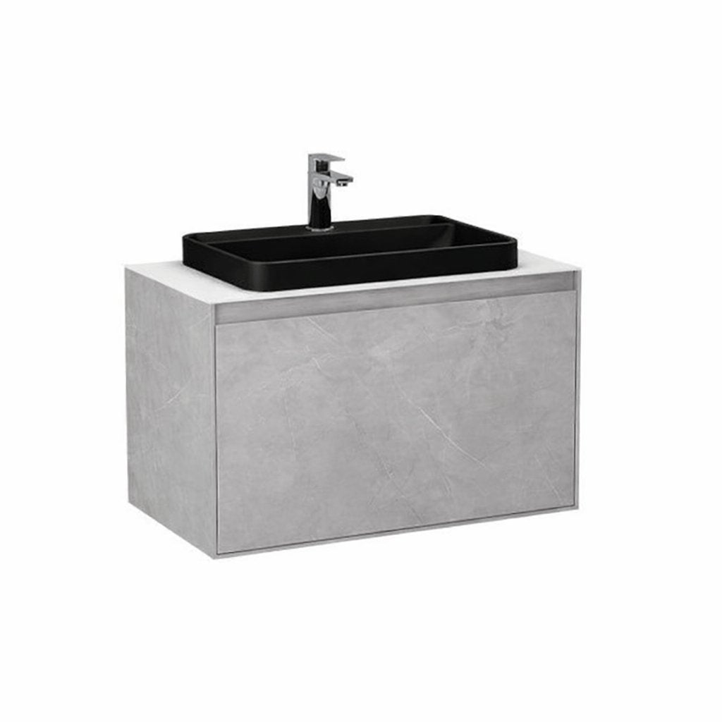 Imex Wall Mounted Vanity Unit Slate / White Marble / Black Imex Arco Wall Hung 800mm Single Drawer Vanity Unit with Worktop and Inset Basin