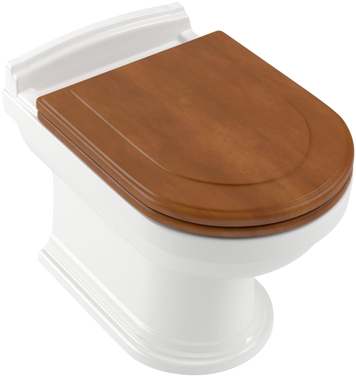 Villeroy & Boch Wall Hung Toilet Solid Birch Wood Villeroy & Boch Hommage Traditional Wall Hung Toilet with Seat