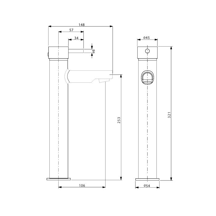 Crosswater Tall Basin Tap Crosswater Kai Lever Tall Mono Basin Mixer Tap in Chrome