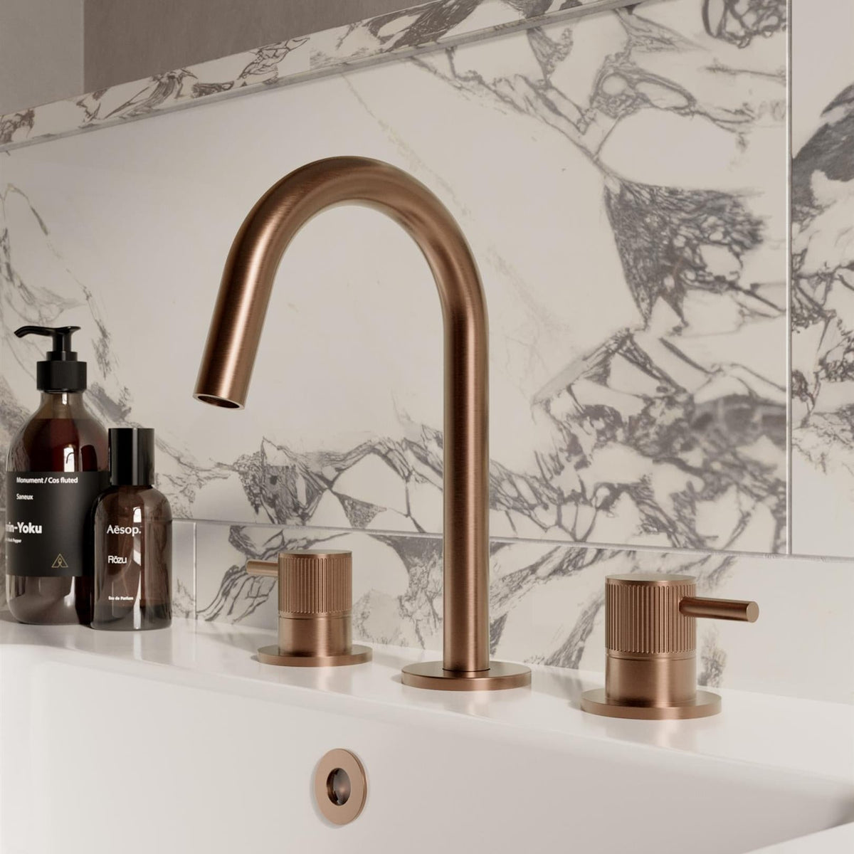 Saneux Cos 3 Hole Deck Mounted Basin Mixer Tap