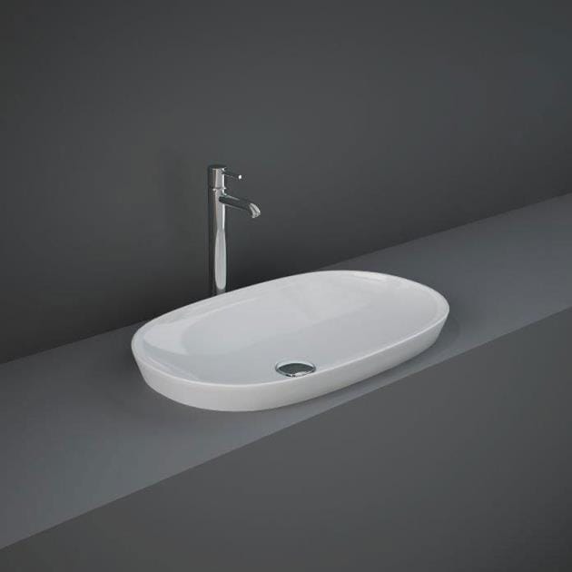 RAK Semi-Recessed Basin RAK Variant Oval 600mm Drop-In Countertop Basin in Alpine White