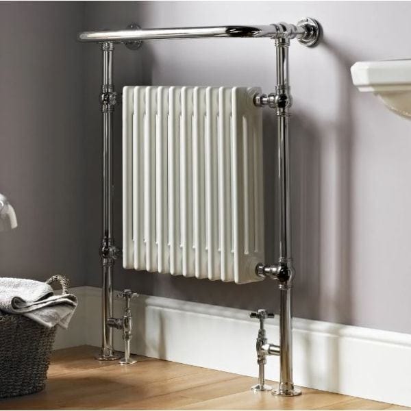 Vogue Inset Radiator 963 x 538 / Dual Fuel Vogue Regency Traditional Floor Mounted Radiator in Chrome/White