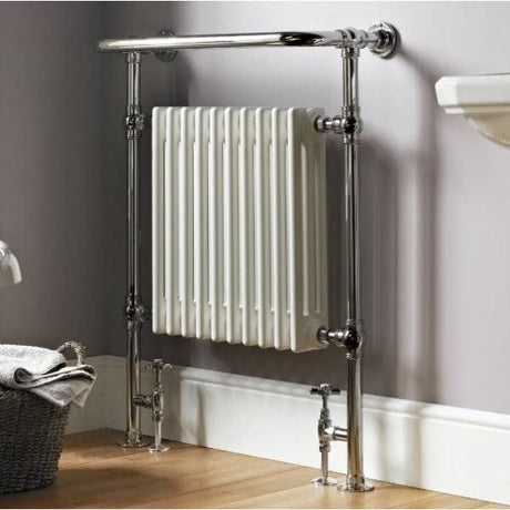 Vogue Inset Radiator 963 x 538 / Dual Fuel Vogue Regency Traditional Floor Mounted Radiator in Chrome/White