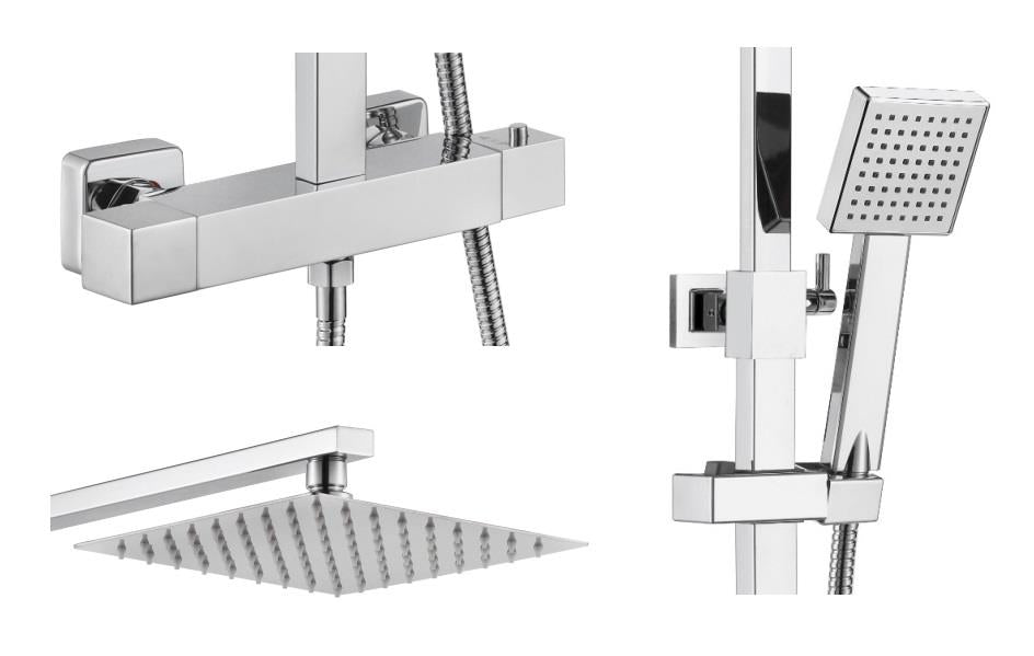 Aquarius RainLux Cool Touch Adjustable Square Exposed Shower Valve and Kit