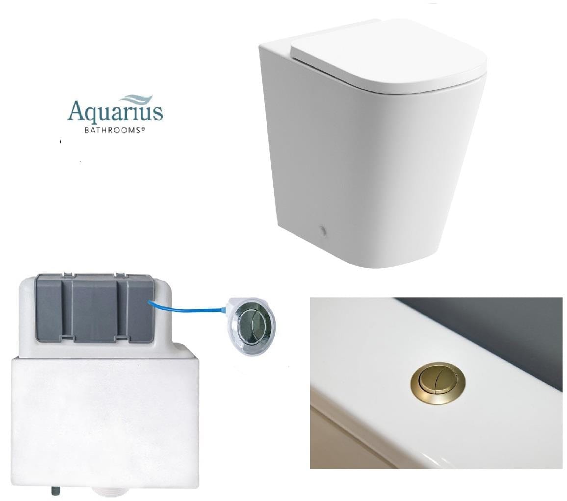 Aquarius Back to Wall Toilet Aquarius Laura Back to Wall Rimless Toilet Bundle with Pan, Cistern and Flush Button