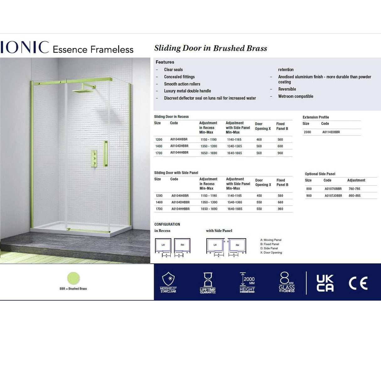 Merlyn Side Panel Merlyn Ionic Frameless Side Panel for Sliding Shower Door