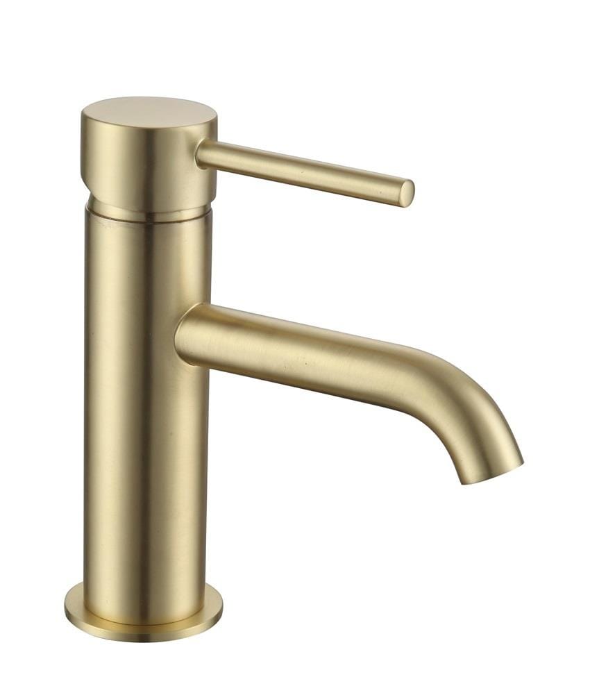 Aquarius Mono Basin Tap Brushed Brass Aquarius RF-Series Cold Start Mono Basin Mixer Tap with Waste