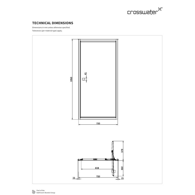 Crosswater In-Fold Shower Door Crosswater Clear 6 760mm Infold Shower Door in Brushed Brass